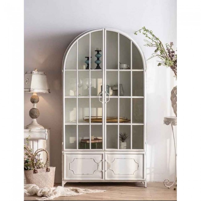 كونسول جداري بتصميم فرنسي حديث انيق باب زجاج مقوس حديد -L4725