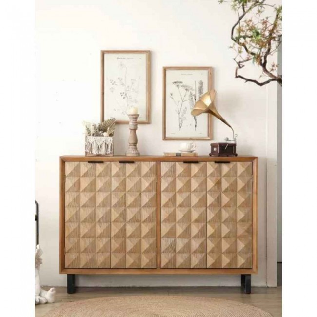 كونسول جداري من الخشب الطبيعي بطابع هندسي 8735