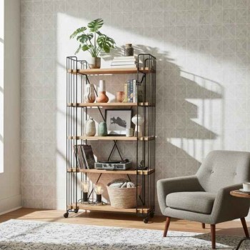 كونسول جداري بارفف خشب طبيعي ومعدن مشغول يدويا 8415 كونسول جداري بارفف خشب طبيعي ومعدن مشغول يدويا 8415