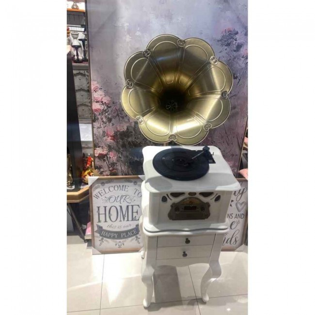 جرامفون خشب زان ابيض ارتفاع 92cm جرامفون خشب زان ابيض ارتفاع 92cm