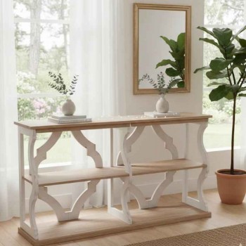 كونسول جداري من الخشب الطبيعي بتصميم شابي شيك فنتج 8209 كونسول جداري من الخشب الطبيعي بتصميم شابي شيك فنتج 8209