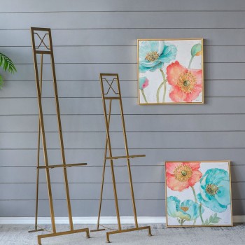 حامل عرض أرضي معدني بلون ذهبي بتصميم كلاسيك متوفر الحجمين 8269 حامل عرض أرضي معدني بلون ذهبي بتصميم كلاسيك متوفر الحجمين 8269