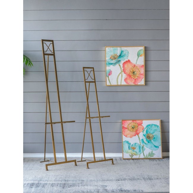 حامل عرض أرضي معدني بلون ذهبي بتصميم كلاسيك متوفر الحجمين 8269 حامل عرض أرضي معدني بلون ذهبي بتصميم كلاسيك متوفر الحجمين 8269