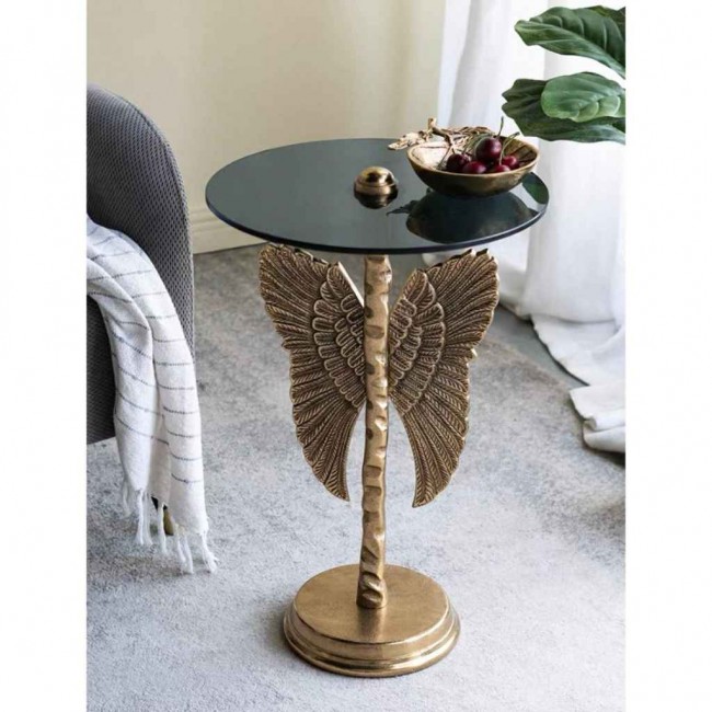 طاوله جانبيه مستديره زجاج بقاعده معدنيه بتصميم الاجنحه 7986 طاوله جانبيه مستديره زجاج بقاعده معدنيه بتصميم الاجنحه 7986