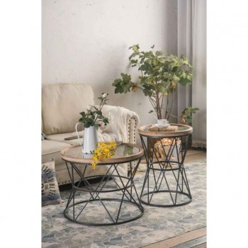 طاولة قهوه اسكندنافية عصرية مكون من قطعتين بحجمين طاولة قهوه اسكندنافية عصرية مكون من قطعتين بحجمين