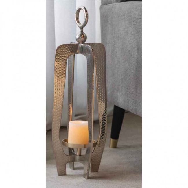 شمعدان فضي معدن بتصميم عصري أنيق 8144