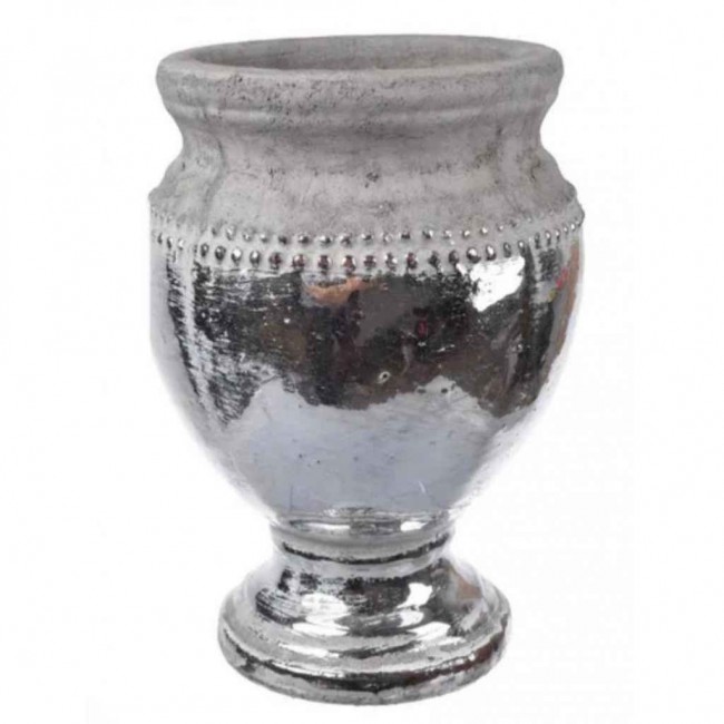 فازه فخاريه باللون فضي ملائم لديكور المنزل7519