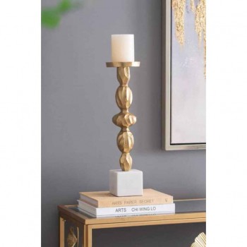 شمعدان ذهبي بتصميم مودرن بقاعده رخام ابيض 7885 شمعدان ذهبي بتصميم مودرن بقاعده رخام ابيض 7885