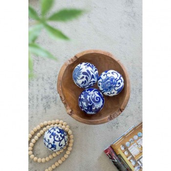 طقم الكرات المزخرفة بالسراميك الأزرق والأبيض 4 قطع 8291 طقم الكرات المزخرفة بالسراميك الأزرق والأبيض 4 قطع 8291