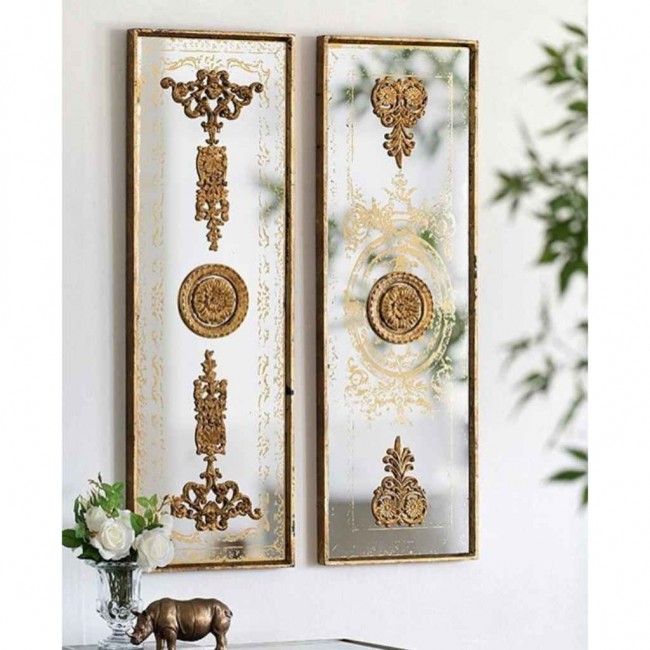 طقم مرايا جدارية حبتين مصنوعة من الخشب مطعمه بالسراميك متوفر بلونين7737 برتفاع 120cm طقم مرايا جدارية حبتين مصنوعة من الخشب مطعمه بالسراميك متوفر بلونين7737 برتفاع 120cm