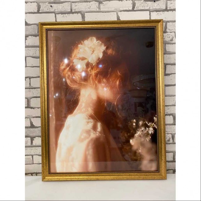 لوحه جداريه كانفس باطار خشبي ذهبي7803