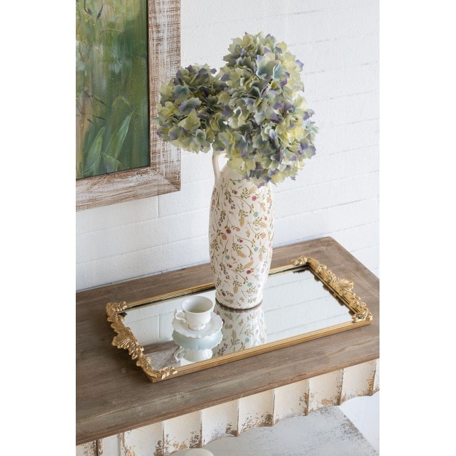 صينية تقديم مرايا بإطار مزخرف بالون ذهبي  بتصميم كلاسيك 8221