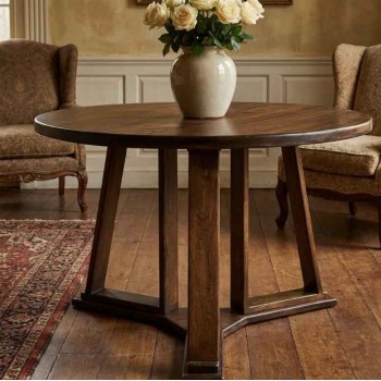 طاولة طعام الدائرية مصنوعه من خشب المانجو  بلمسة كلاسيكيه اوربيه 8357