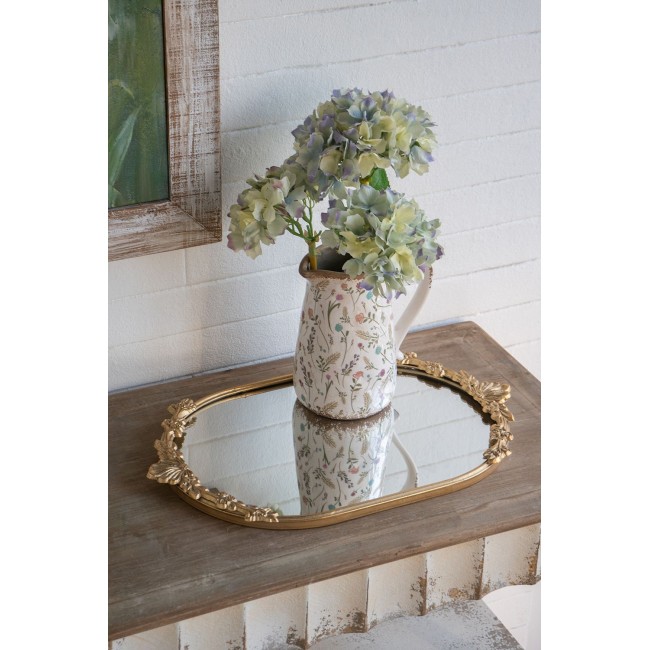 صينيه تقديم مستطيله ذهبية عاكسة على الطراز الفرنسي 8220