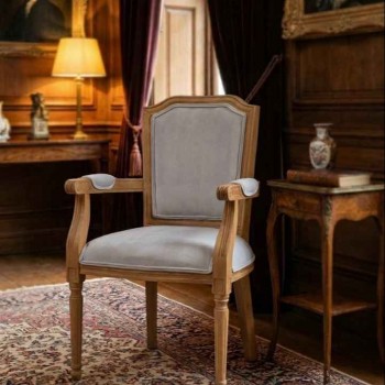 كرسي بذراعين بتصميم كلاسيكي مصنوع من الخشب الطبيعي 8402