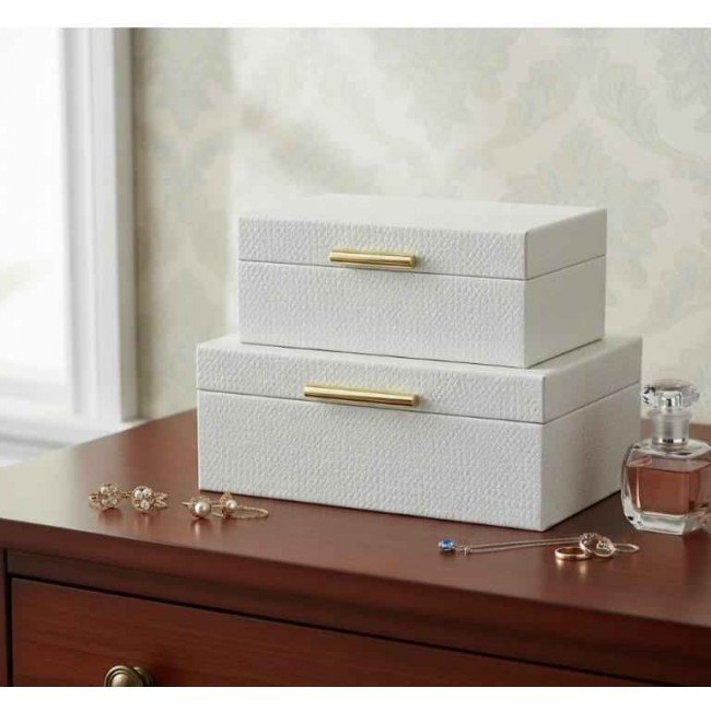 طقم صندوق خشبي مغطاه بالجلد البارز بتصميم اوربي العدد 2 8363