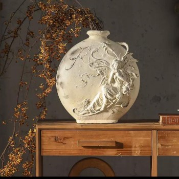 فازه سيراميك فاخره تجمع بين الطراز الريفي الأنيق واللمسات الفنية البارزةL9391 فازه سيراميك فاخره تجمع بين الطراز الريفي الأنيق واللمسات الفنية البارزةL9391