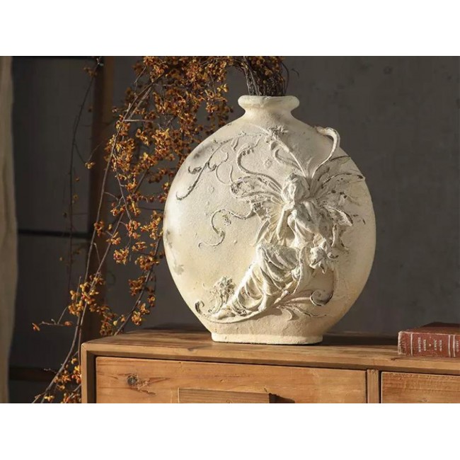 فازه سيراميك فاخره تجمع بين الطراز الريفي الأنيق واللمسات الفنية البارزةL9391