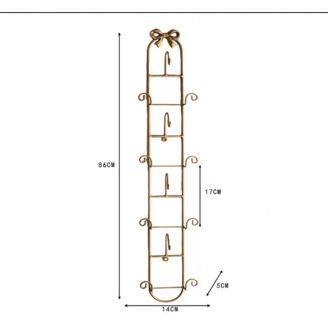  حامل أكواب وصحون جداري معدني بلون ذهبي بتصميم كلاسيكي9295