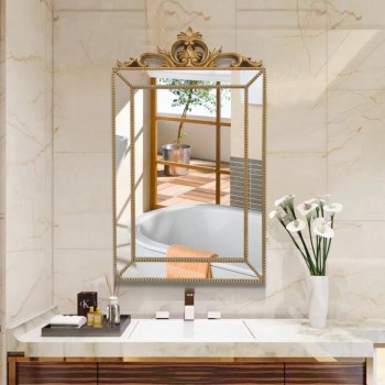 مرايا جداري مستطيلة كلاسيكية بإطار ذهبي9218