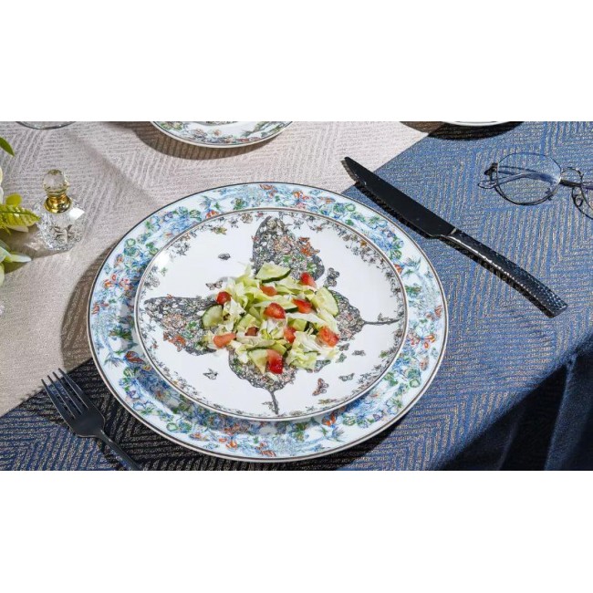 طقم صحن سيراميك مزخرف بتصميم الفراشه ومزخرفه بالحوافبلمسات اوربيه العدد 2 L9079 طقم صحن سيراميك مزخرف بتصميم الفراشه ومزخرفه بالحوافبلمسات اوربيه العدد 2 L9079