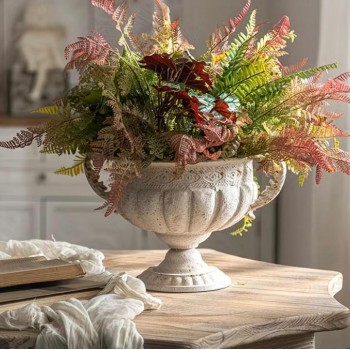 فازه منحوته بزخارف كلاسيكية أنيقة ومقابض جانبيه 9373 فازه منحوته بزخارف كلاسيكية أنيقة ومقابض جانبيه 9373