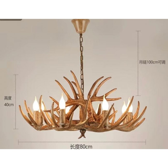 وحده اضاءه سقفيه بطابع ريفي تصميم شكل قرون الوعل 8 اضاءات  9403