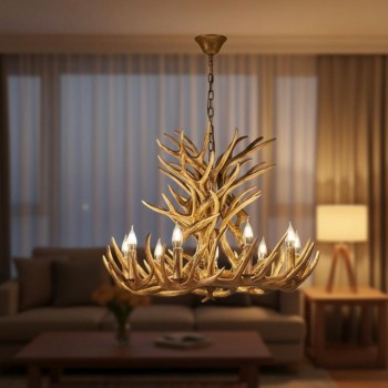 وحده اضاءه سقفيه بتصميم قرون الغزال ب9مصابيح على الطراز الريفي بلمسات دافئه9326 وحده اضاءه سقفيه بتصميم قرون الغزال ب9مصابيح على الطراز الريفي بلمسات دافئه9326