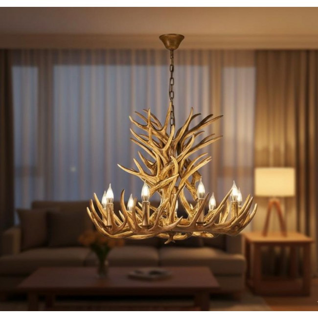 وحده اضاءه سقفيه بتصميم قرون الغزال ب9مصابيح على الطراز الريفي بلمسات دافئه9326
