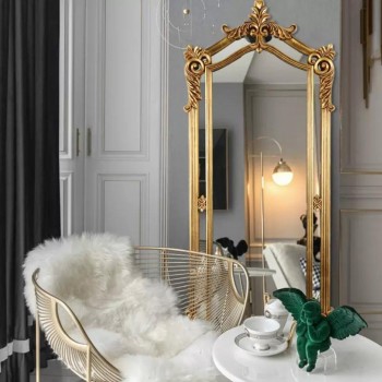 مرايا ارضيه باطار معدن مزخرف بلمسات اوربيه كلاسيكيه L9219