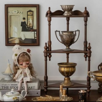 رف الطاولة خشبي3 طبقات بزخارف كلاسيكيه بتصميم ريفي 9285