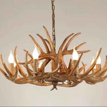 وحده اضاءه سقفيه بطابع ريفي تصميم شكل قرون الوعل 8 اضاءات  9403