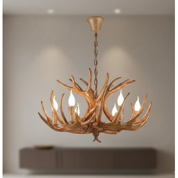 وحده اضاءه 6 مصابيح بتصميم قرون الوعل على الطراز الريفي الامريكي 9404