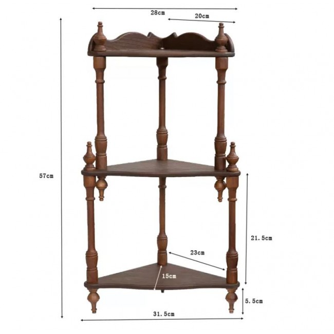 رف الطاولة خشبي3 طبقات بزخارف كلاسيكيه بتصميم ريفي 9285
