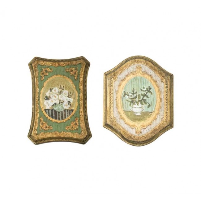 طقم لوحه جداريه من الخشب بتصميم ريفي اوربي العدد2 قطع9299