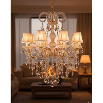 وحده اضاءه كريستاليه سقفيه 8مصابيح بستايل فكتوري ملكي9402