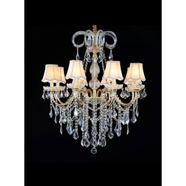 وحده اضاءه كريستاليه سقفيه 8مصابيح بستايل فكتوري ملكي9402