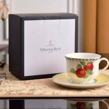 طقم كوب شاي وصحن من سيراميك على الطراز الفرنسي 9064 طقم كوب شاي وصحن من سيراميك على الطراز الفرنسي 9064