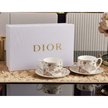 طقم كوب وصحن سيراميك برسومات نباتيه راقيه من براند ديور العدد2 قطع L9078