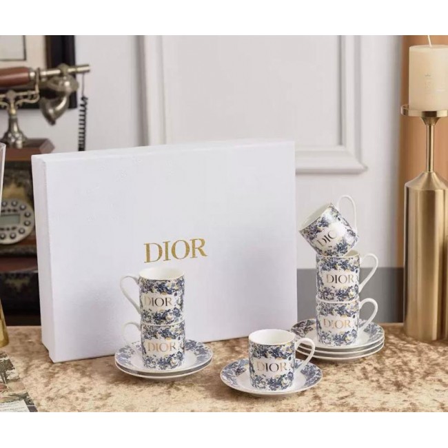 طقم كوب قهوه تركيه مع صحن  من سراميك من تصميم ديور عدد القطع 12قطعه 9059