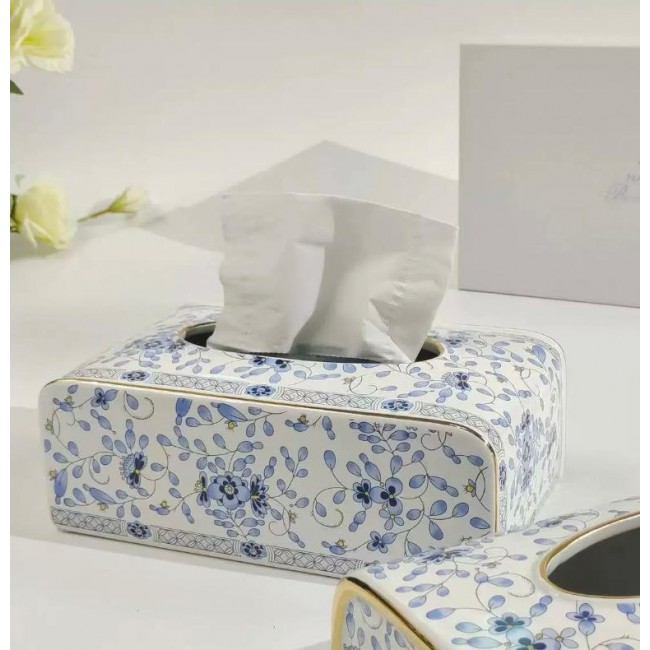 علبه مناديل سيراميك بزخارف نباتيه وازهار بتصميم اوربي كلاسيك 9038