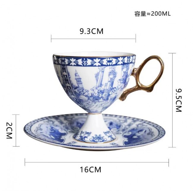 كوب وصحن سيراميك ملكي فاخر بتصميم اوربي 9064