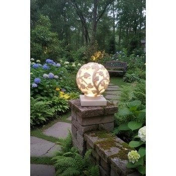 وحده اضائه بتصميم دائري منحوت يدويا اغصان من زهوره بقاعده ملائمه للحديقة المنزل8189