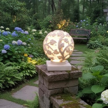 وحده اضائه بتصميم دائري منحوت يدويا اغصان من زهوره بقاعده ملائمه للحديقة المنزل8189 وحده اضائه بتصميم دائري منحوت يدويا اغصان من زهوره بقاعده ملائمه للحديقة المنزل8189