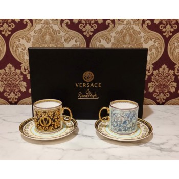 طقم كوب وصحن اسبرسو سراميك من فيرساتشي عدد4 قطع 9030