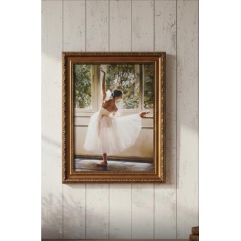 لوحه فنيه جداري مطبوع  كانفس  باطار ذهبي مزخرف بتصميم اوربي متوفر ب3 احجام مختلفه  7348