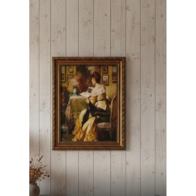 لوحه فنيه جداري مطبوع  كانفس  باطار مزحرف خشبي بلمسات فكتوريه متوفر ب3 احجام مختلفه7347