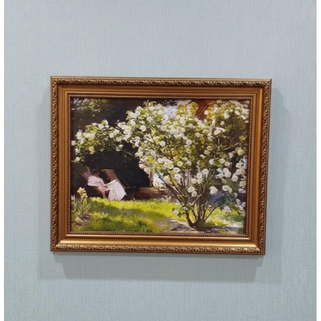 لوحه فنيه جداري مطبوع  كانفس  باطار خشبي مزخرف بتصميم اوربي متوفر ب 3 احجام مختلفه 7325