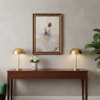 لوحه جداريه فنية كانفس مطبوع باطار خشبي بلمسات اوربيه8675