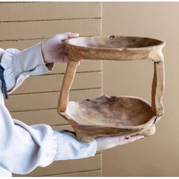 حامل المصنوع يدوياً من خشب الطبيعي تتميز هذه القطعة بتصميمها المكون من طبقتين8505